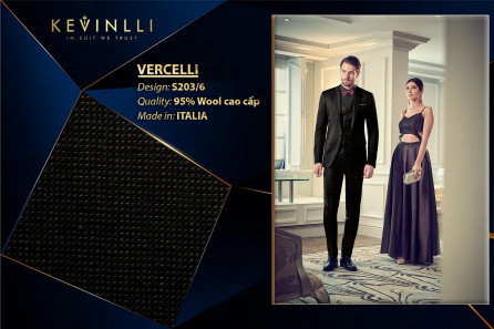 S203/6 Vercelli CVM - Vải Suit 95% Wool - Đen Trơn